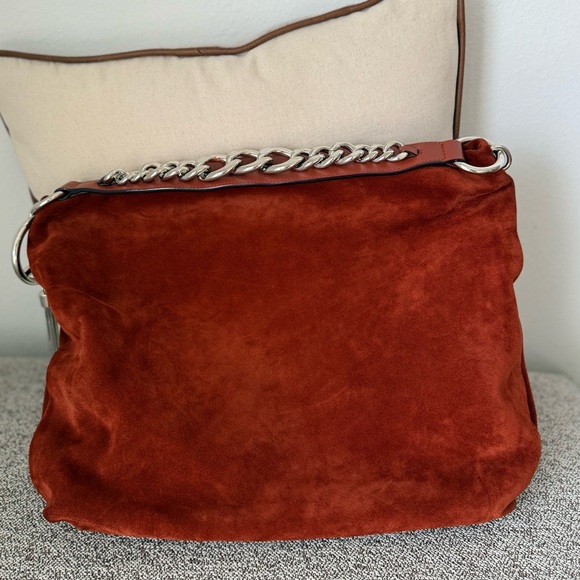 JIMMY CHOO rusty brown suede CALLIE LARGE Hobo Shoulder Bag - Picture 4 of 14